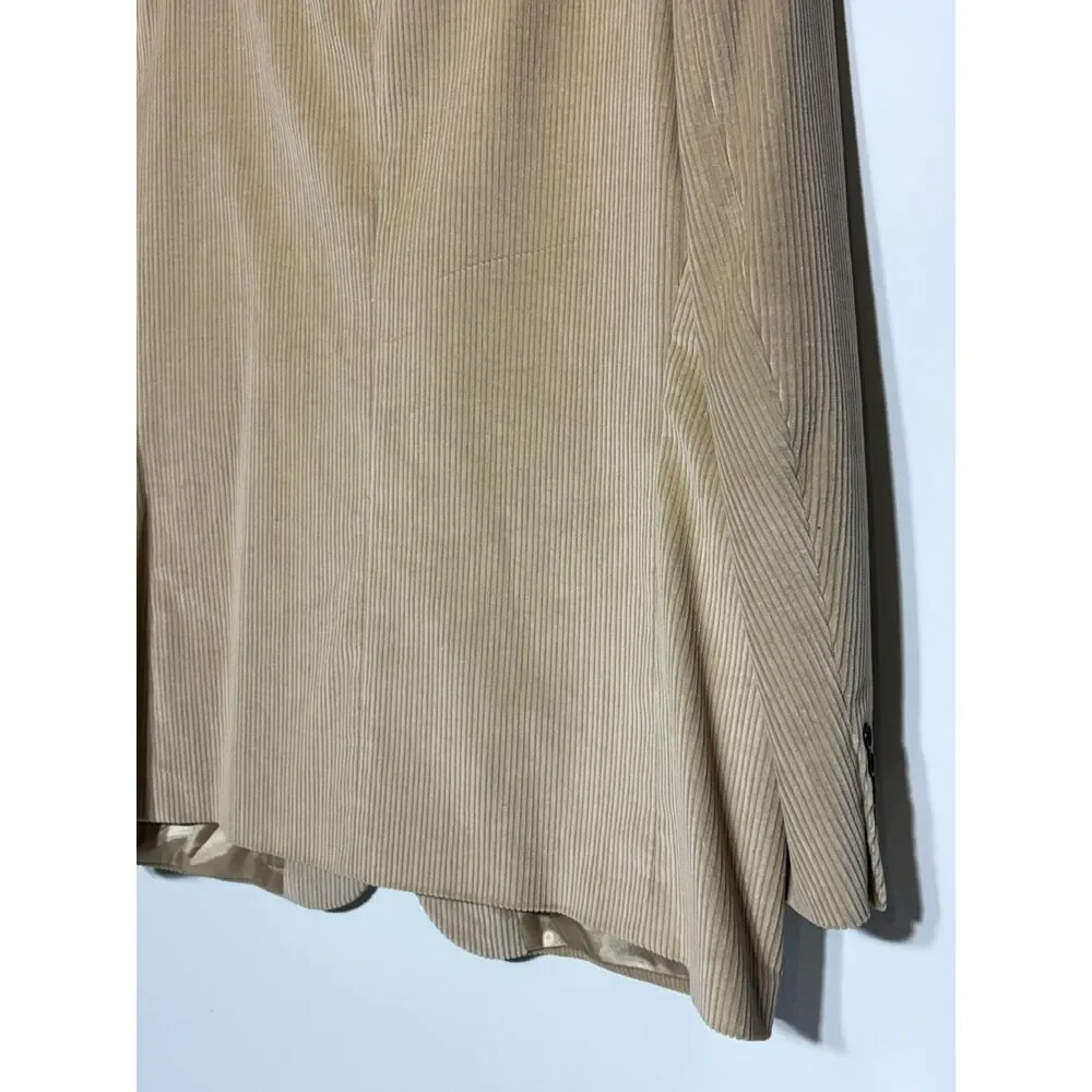 Nautica Corduroy Blazer Mens 48S Tan Camel Cotton Sport Coat Academic Vintage